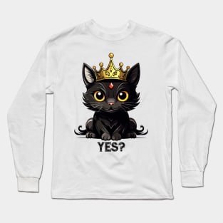 Black Cat In A Crown Long Sleeve T-Shirt